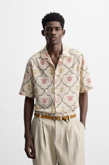 DIAMOND PRINT SHIRT - Beige by Zara