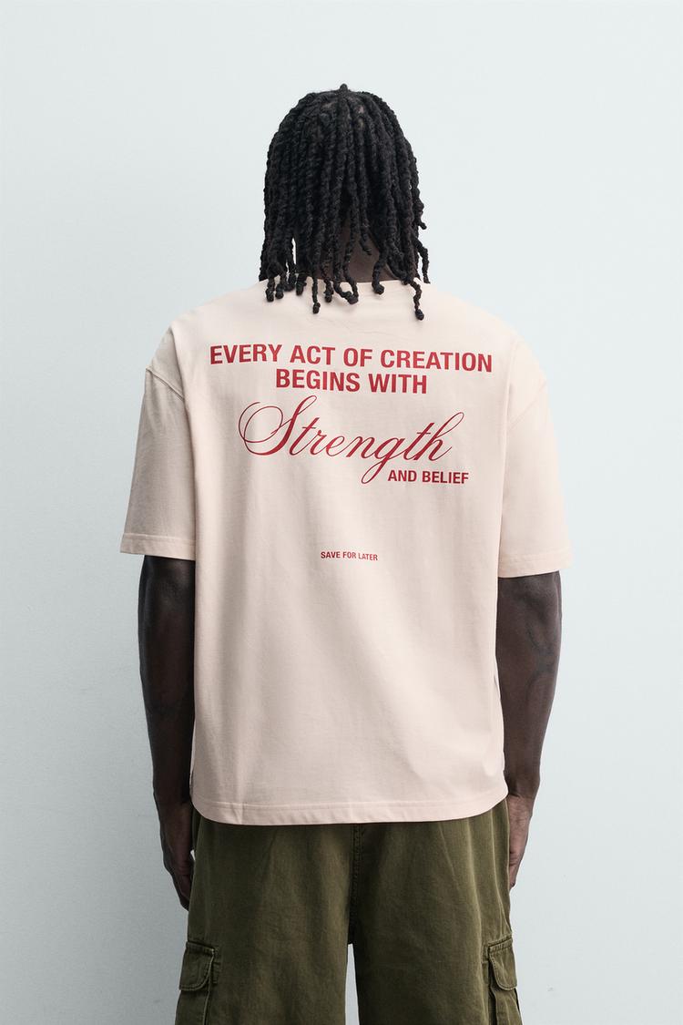 ZARA RELAXED FIT SLOGAN T-SHIRT