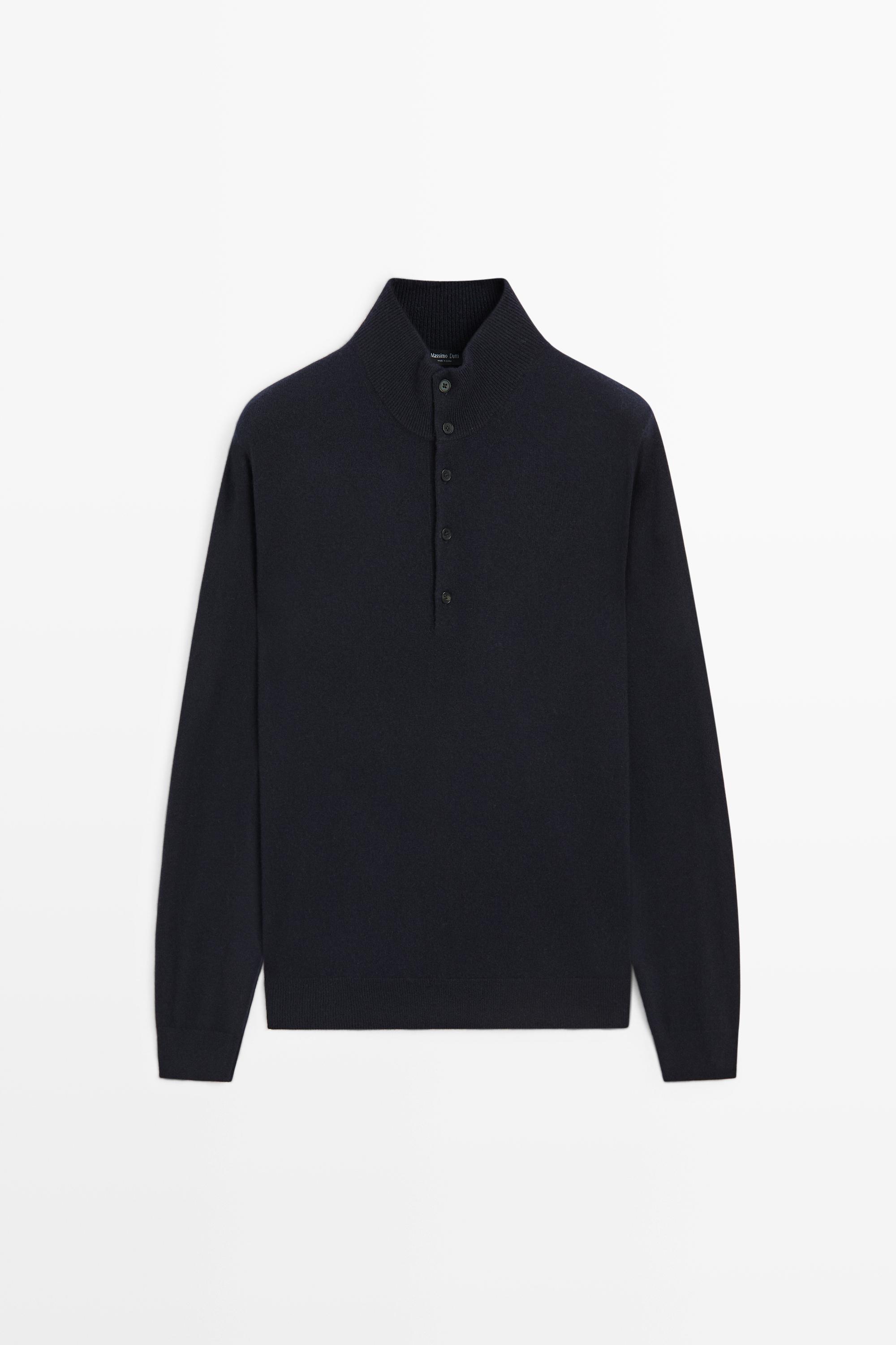 Pull en maille à col mock mélange de laine