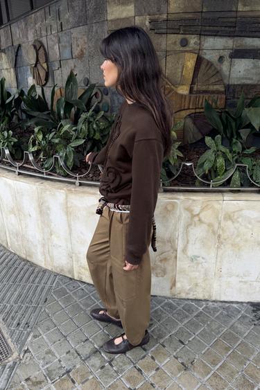 EMBOSSED BOW SWEATSHIRT - Brown by Zara - Image 2