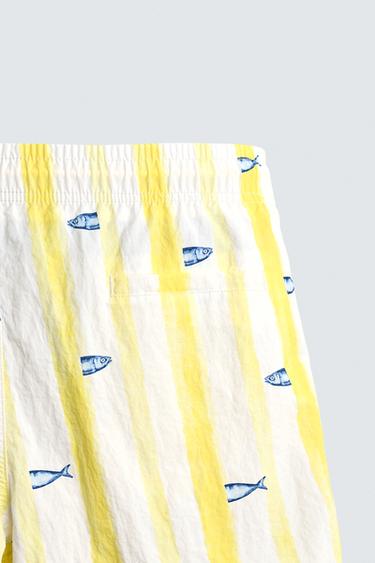 MAILLOT DE BAIN LONG À IMPRIMÉ POISSONS - Blanc de Zara - Image 3