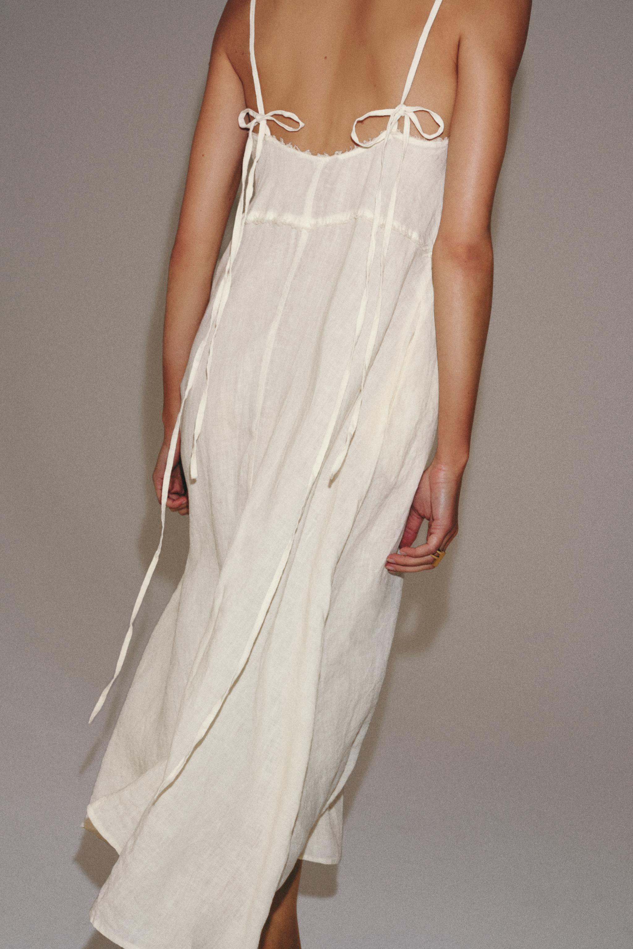 ZW COLLECTION 100% LINEN MIDI DRESS - Ecru | ZARA United States