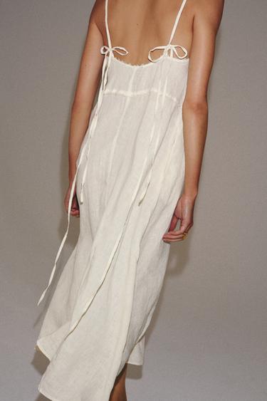 ZW COLLECTION 100% LINEN MIDI DRESS - Ecru by Zara
