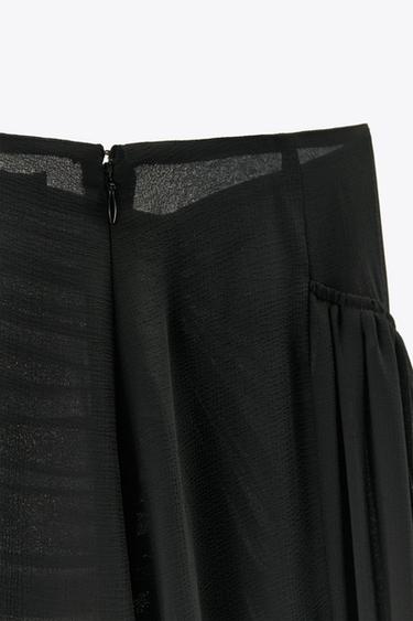 GEORGETTE DRAPED MIDI SKIRT - Black by Zara - Image 6