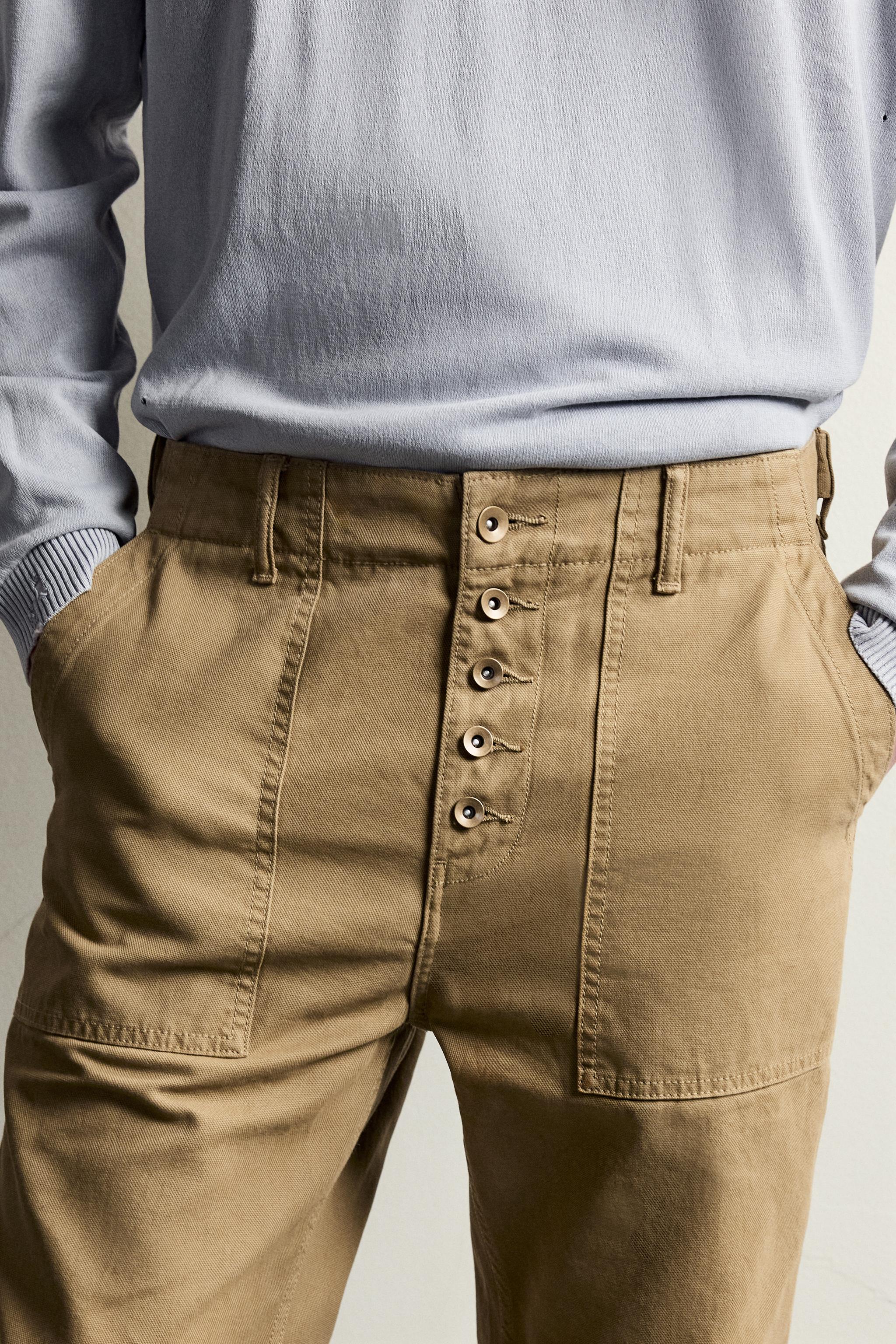 BUTTON FLARE FIT PANTS