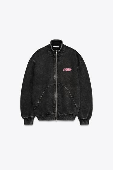 SWEATSHIRT IN VERWASCHENER OPTIK MIT SCHRIFTZUG - Anthrazit von Zara - Bild 0