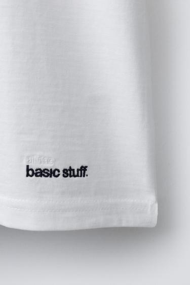 RAGLAN SLEEVE T-SHIRT WITH EMBROIDERED SLOGAN - White / Red by Zara - Image 3