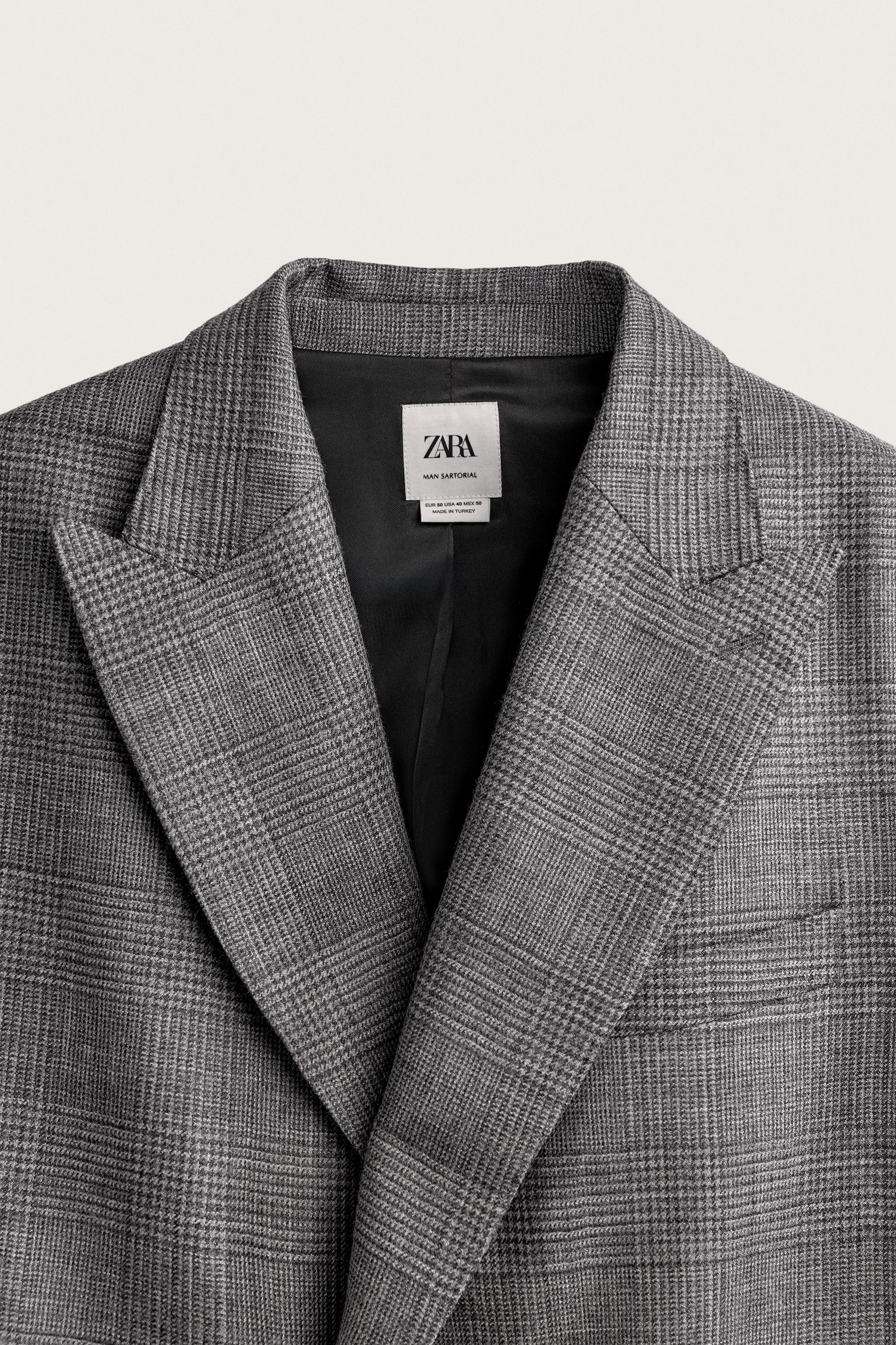 100% WOOL CHECKED DOUBLE-BREASTED BLAZER