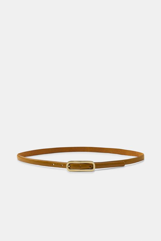 OVAL BUCKLE LEATHER BELT - Curry by Zara - Image 0