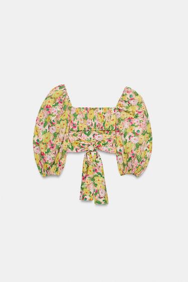 FLORAL PRINT TOP WITH BOW - Multicoloured by Zara - Image 3
