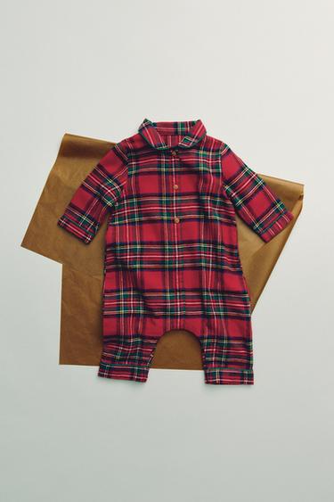 EINTEILIGER FLANELL-SCHLAFANZUG IM KAROMUSTER - Rot von Zara