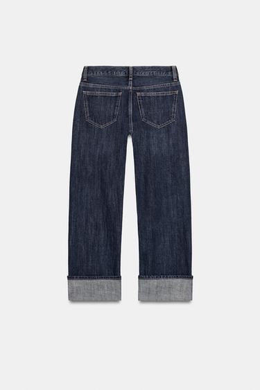 JEAN TRF DROITS REVERS TAILLE MOYENNE - Indigo foncé de Zara - Image 7