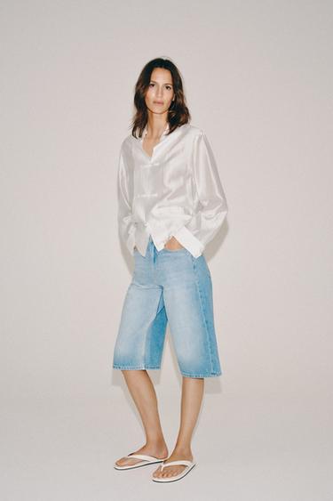 JEANS-BERMUDASHORTS MIT MITTELHOHEM BUND ZW COLLECTION - Hellblau von Zara
