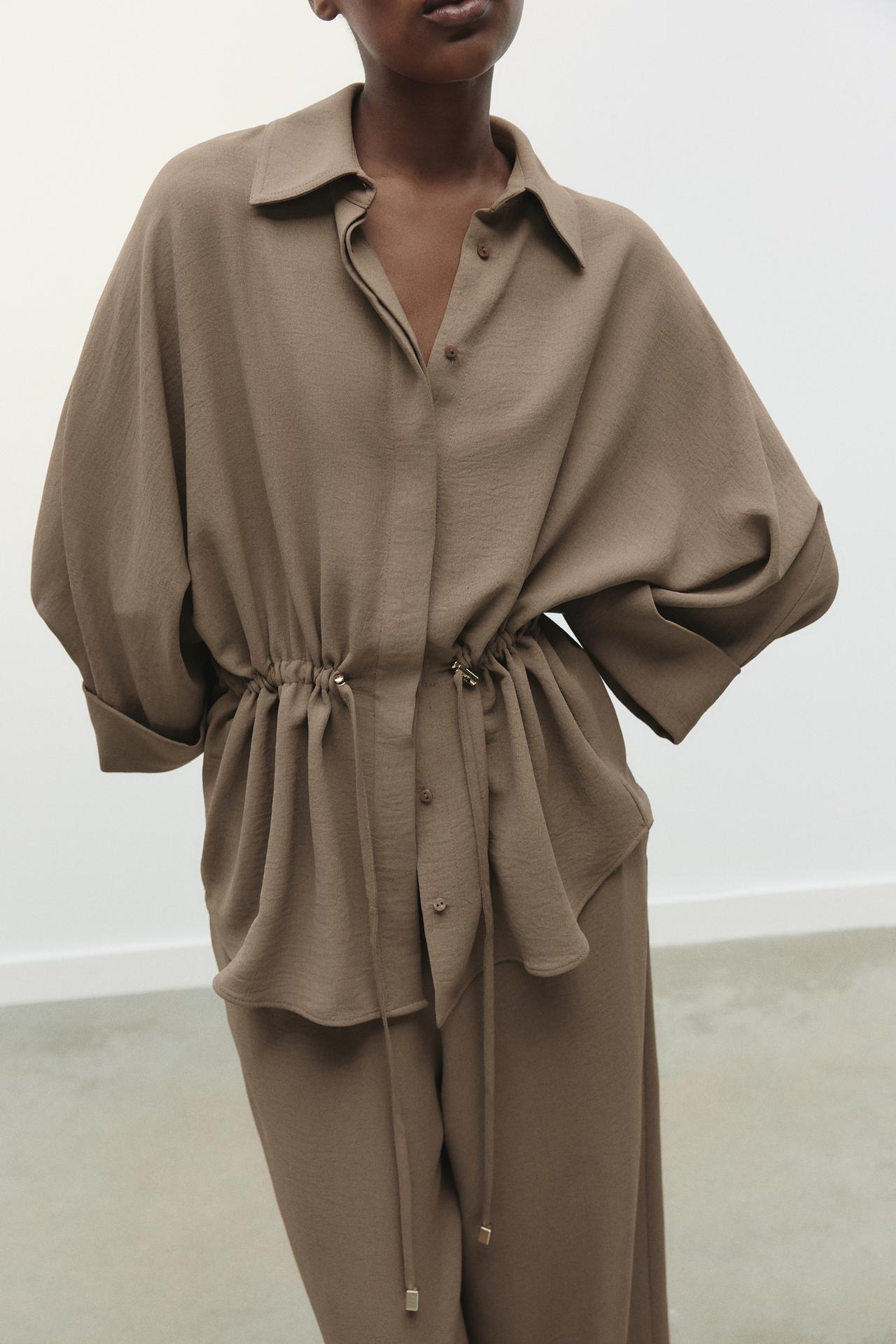 SAFARI FLOWING SHIRT - camel by Zara