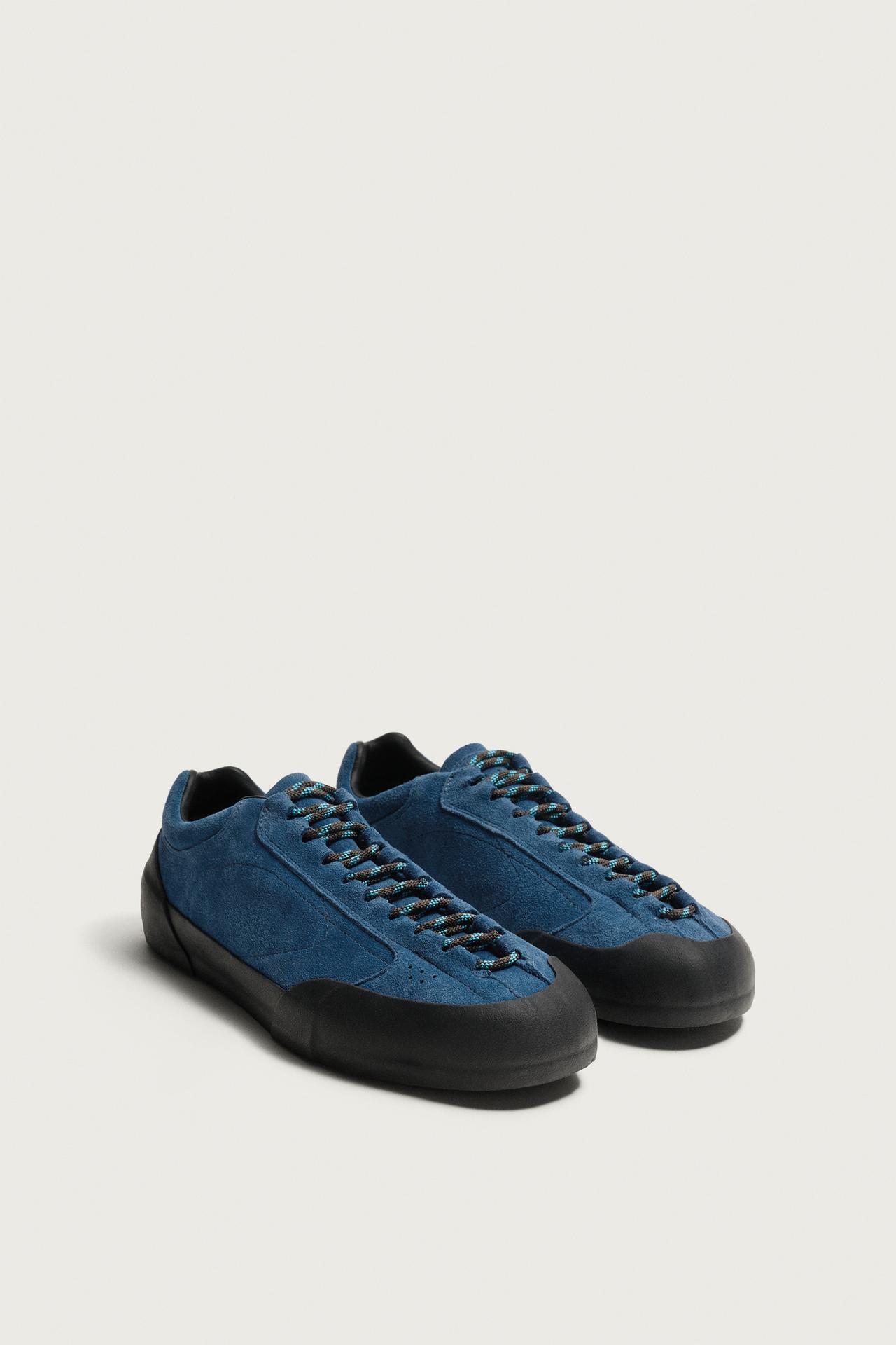 LEATHER SNEAKERS — Blue
