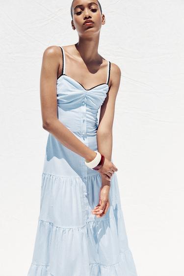 STRIPED MIDI DRESS - Blue/White by Zara - Image 5