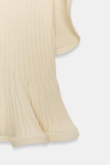 KNIT TOP WITH WAVY TRIMS - Ecru by Zara - Image 7