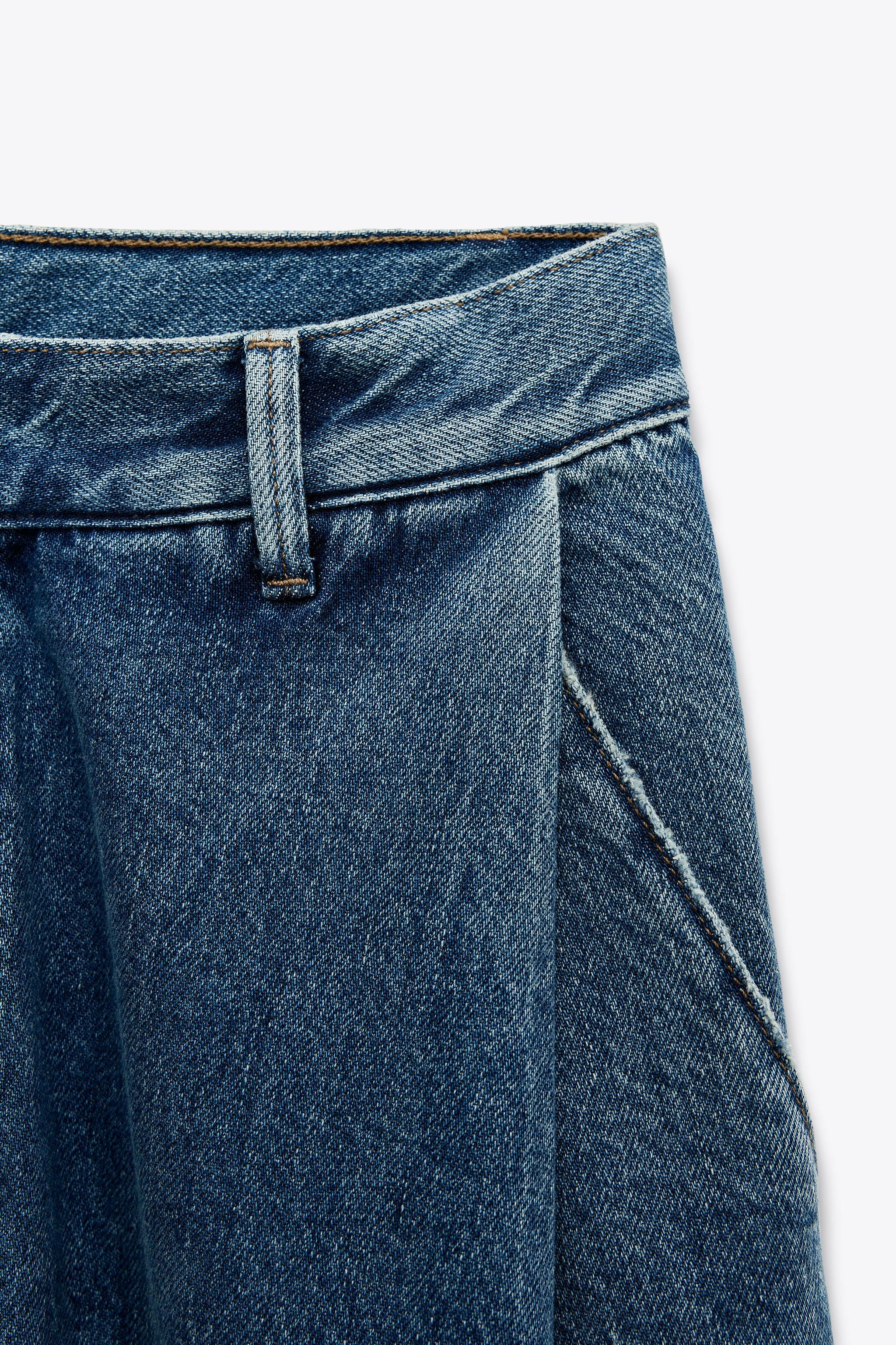 TRF プリーツ入りローライズジーンズ - ネイビーブルー | ZARA