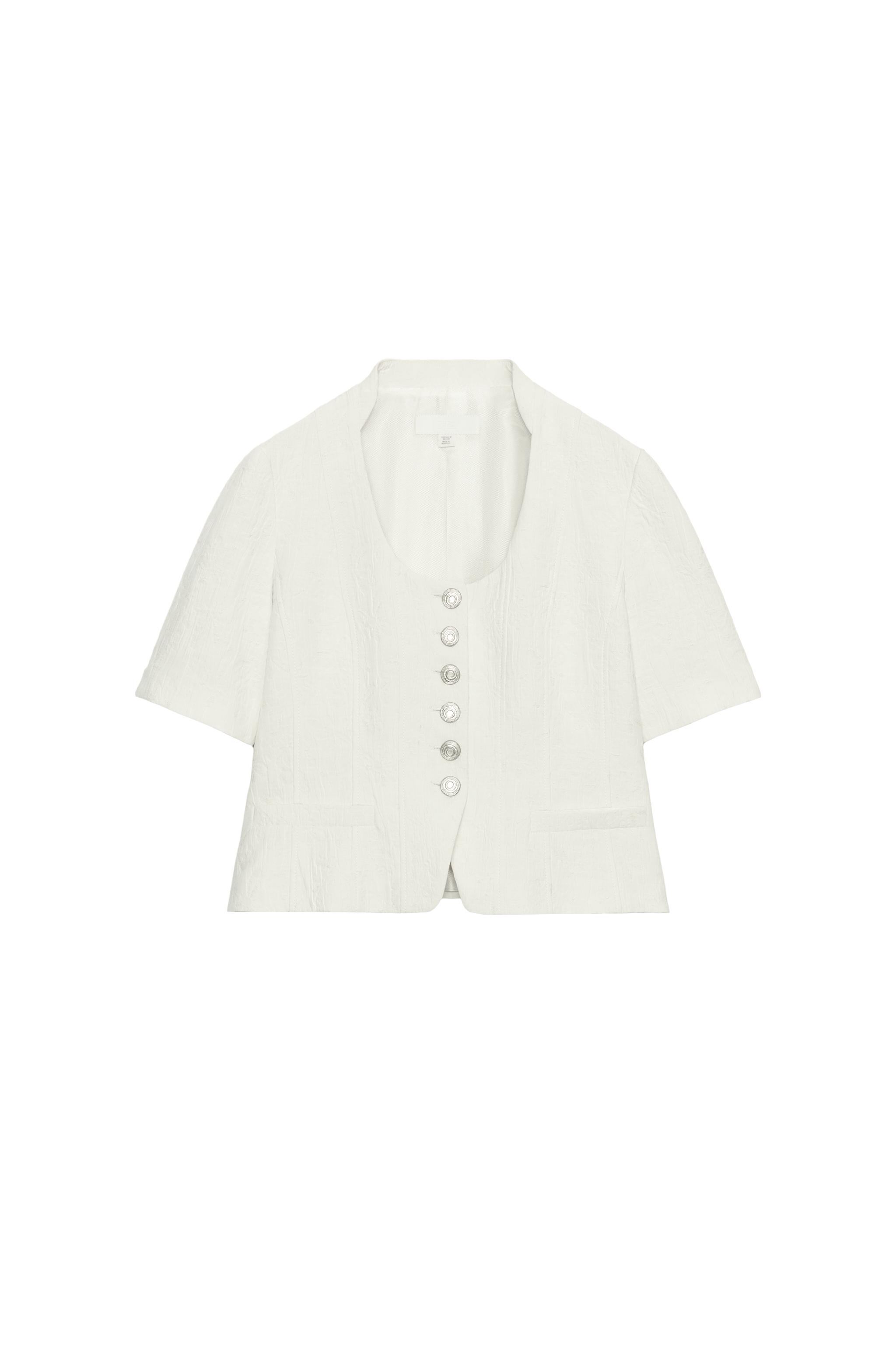 SHORT SLEEVE JACQUARD JACKET - Ecru | ZARA United States