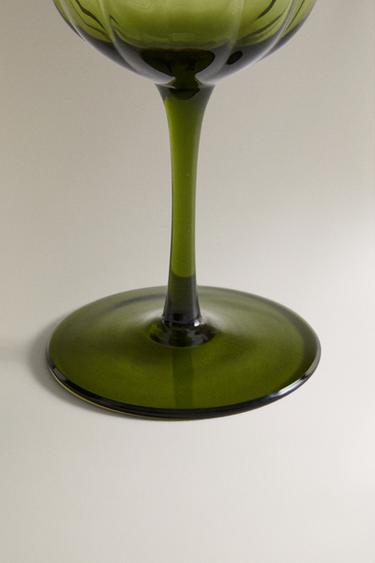 VERRE À PIED EN VERRE RELIEF NOËL - Vert de Zara - Image 3