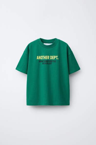 Zara TEXT PRINT T-SHIRT - Green