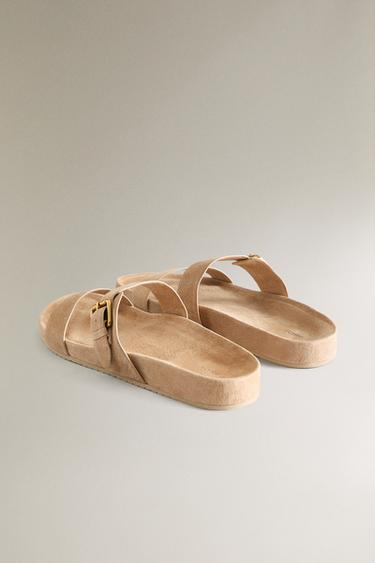 SANDALES CUIR BOUCLE - Gris taupe de Zara - Image 3