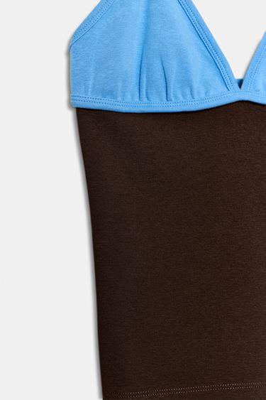 COMBINED HALTER TOP - Brown-Blue by Zara - Image 7