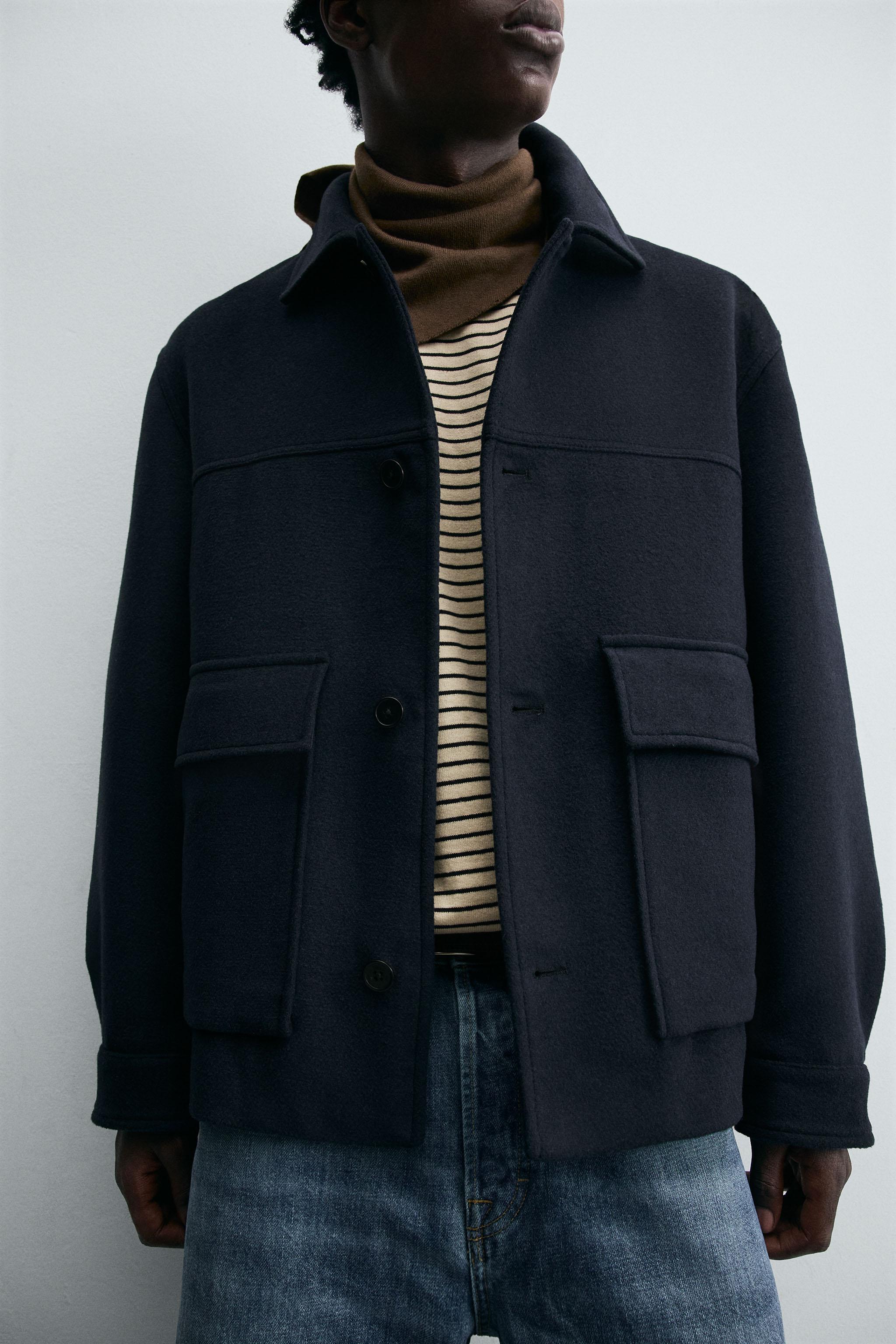 SHORT WOOL BLEND COAT - Blue | ZARA South Africa