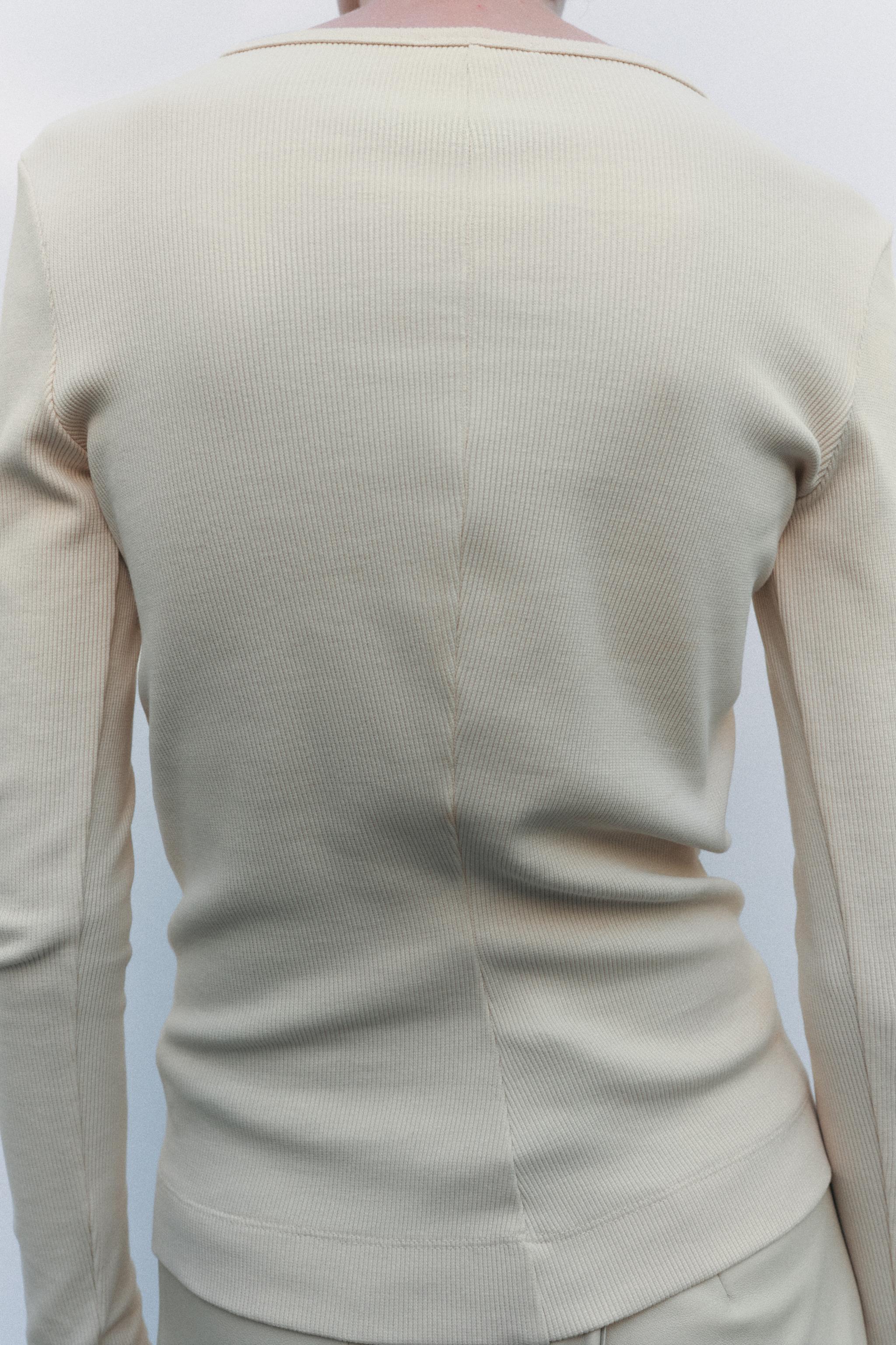 RIBBED SHIRT WITH BUTTONS - Ecru / Beige | ZARA United States
