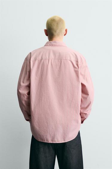 CHEMISE À RAYURES COUPE DÉCONTRACTÉE - Rose de Zara - Image 2