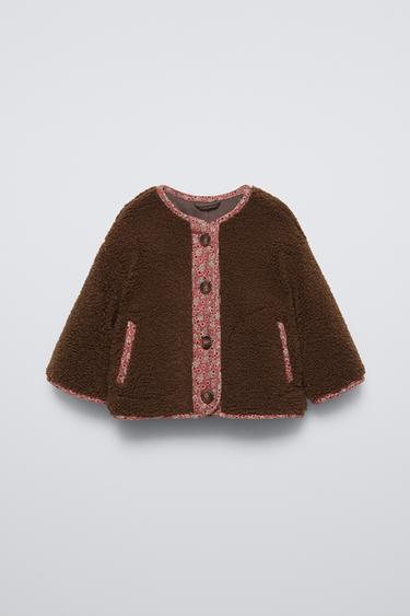 FAUX SHEARLING FLORAL JACKET - Brown by Zara