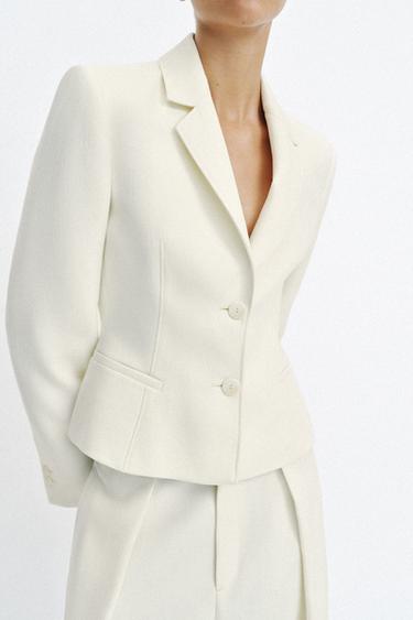 VESTE AJUSTÉE À ÉPAULETTES - Écru de Zara - Image 2