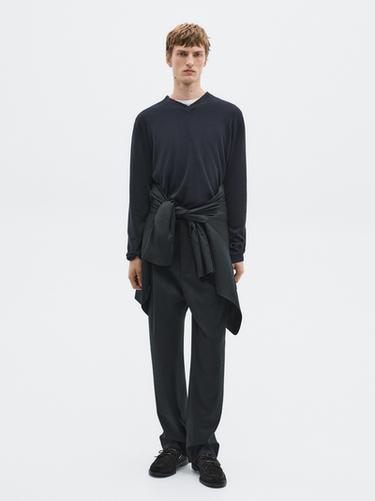 Zara Wool and cashmere knit V-neck sweater - LIMITED - Navy blue