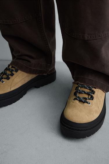 CHAUSSURES EN CUIR AVEC CONTRASTE - Beige de Zara - Image 2