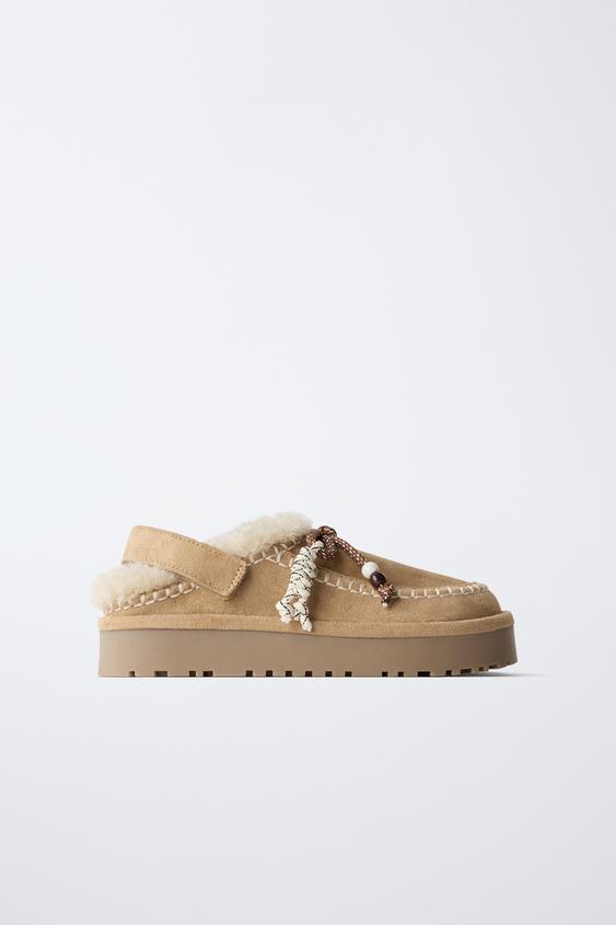 FAUX SUEDE SLINGBACK CLOGS - Brown by Zara - Image 0