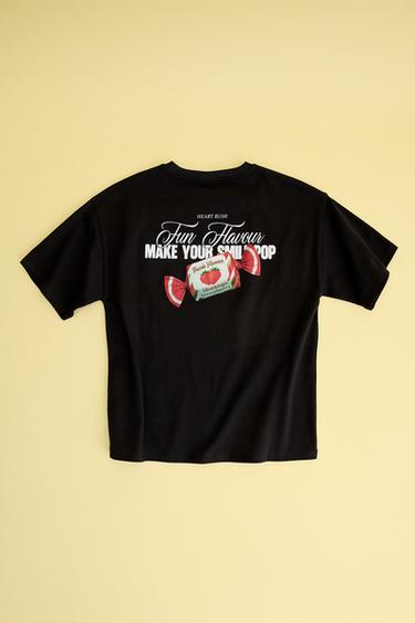 CAMISETA ESTAMPADA CEREZAS Y CARAMELO - Negro de Zara
