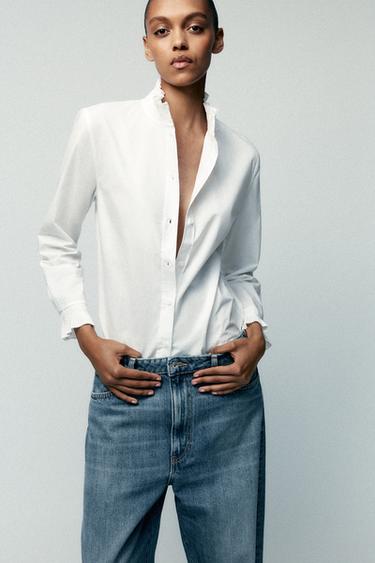 PLEATED RUFFLE SHIRT ZW COLLECTION - White by Zara