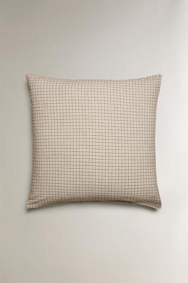 CHECK FLANNEL PILLOWCASE - Ecru by Zara - Image 1