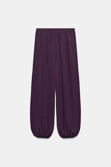 PANTALÓN BOMBACHO - Berenjena oscuro de Zara