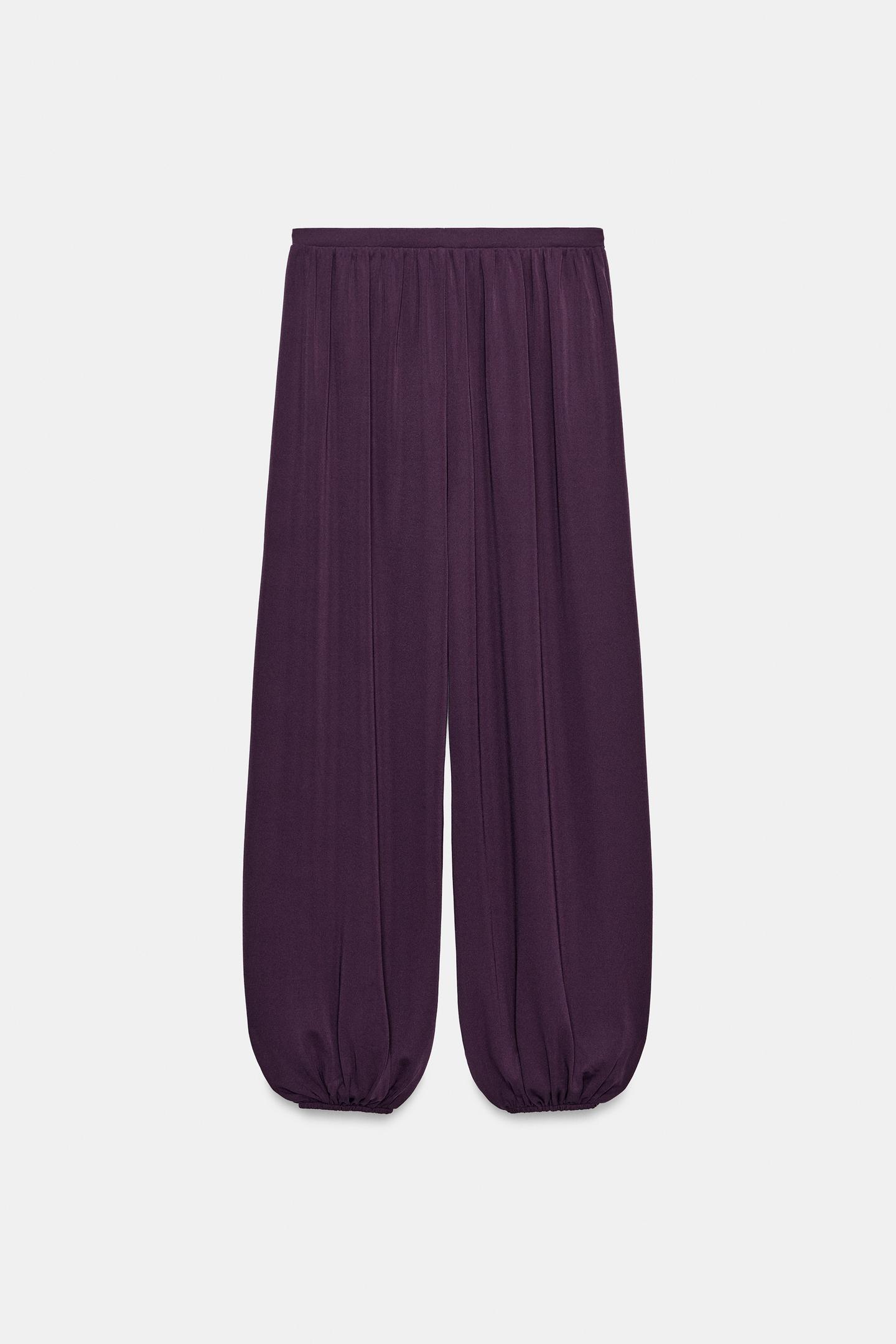 Женские брюки Zara Bloomer, цвет: Тёмный баклажановый — фото 3