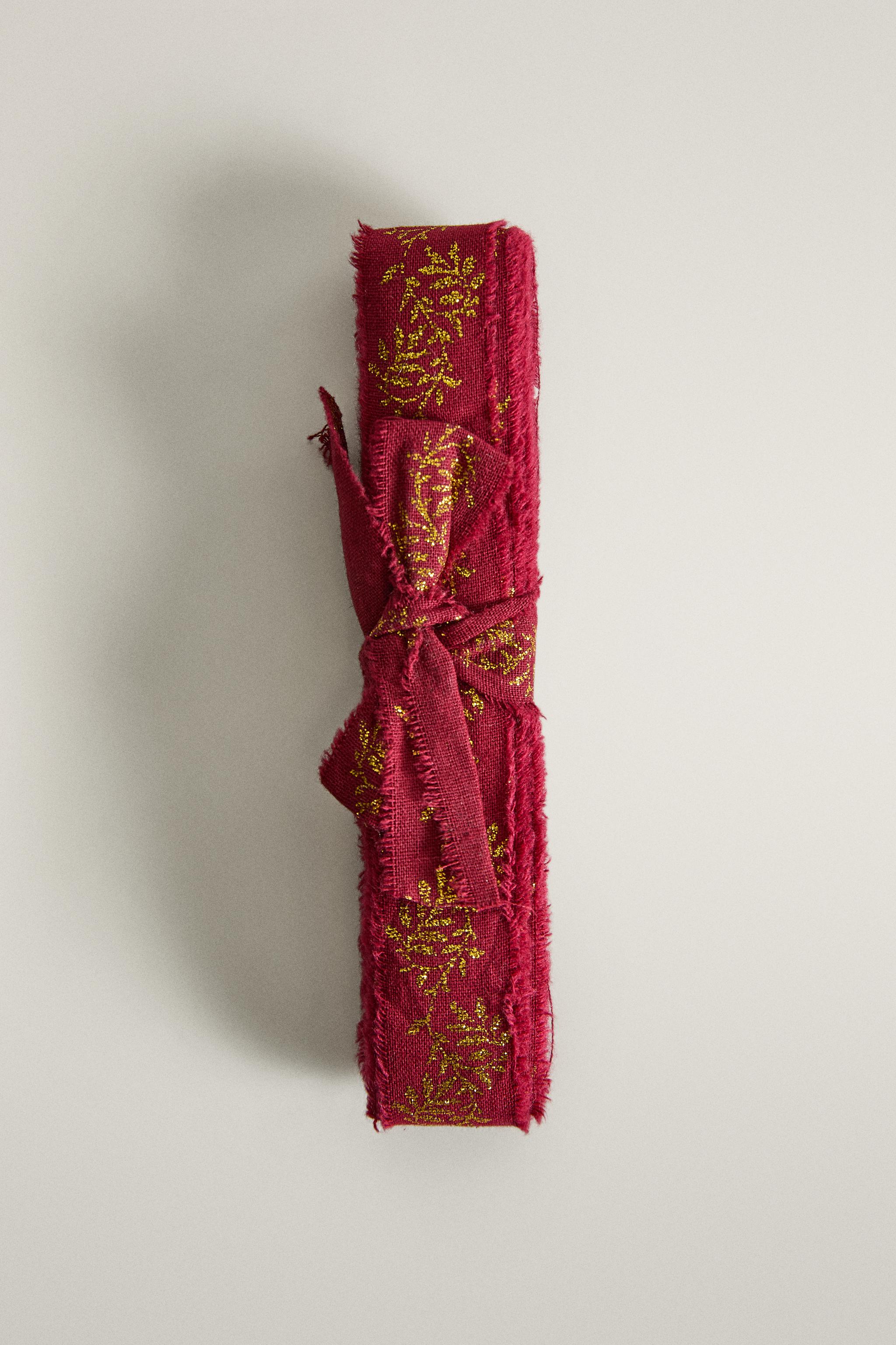 COTTON CHRISTMAS BRANCHES GIFT RIBBON