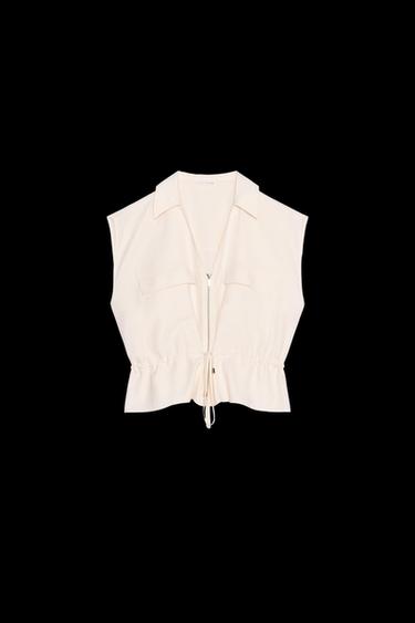 Zara SAFARI TOP - Cream - Image 0