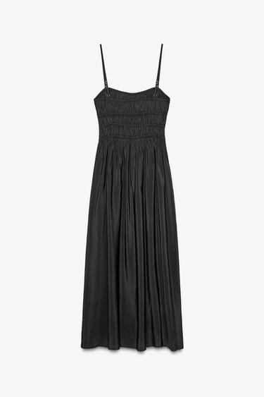 FLOWING MIDI DRESS WITH ELASTICATED DETAIL - Black by Zara - Image 5