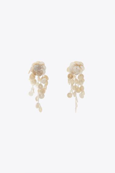 PEARLESCENT DANGLE EARRINGS - Ecru by Zara