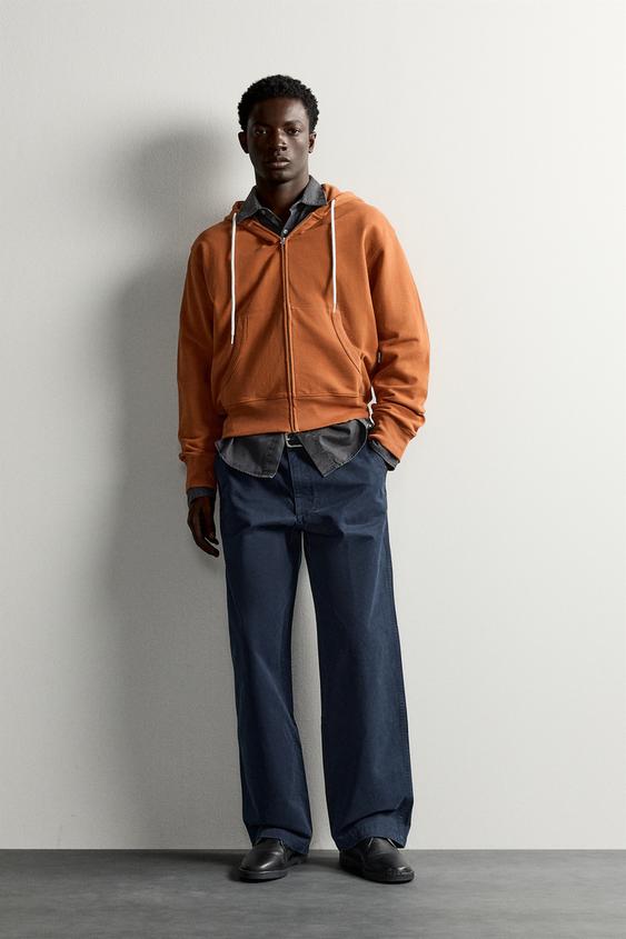 SWEAT REGULAR FIT À CAPUCHE ET ZIP - Rouille de Zara - Image 0