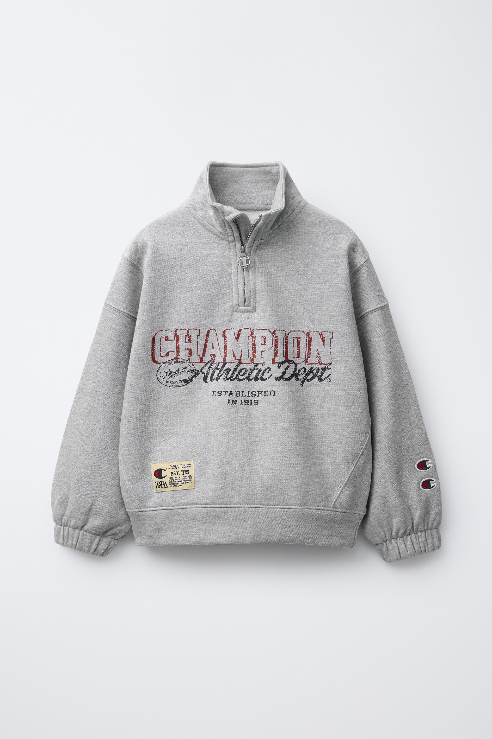 n.♡ CHAMPION ® X ZARA TEXT SWEATSHIRT - Gray marl | ZARA United