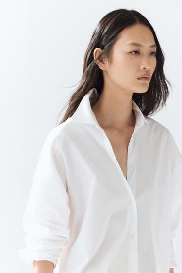 Zara 100% cotton poplin shirt - White
