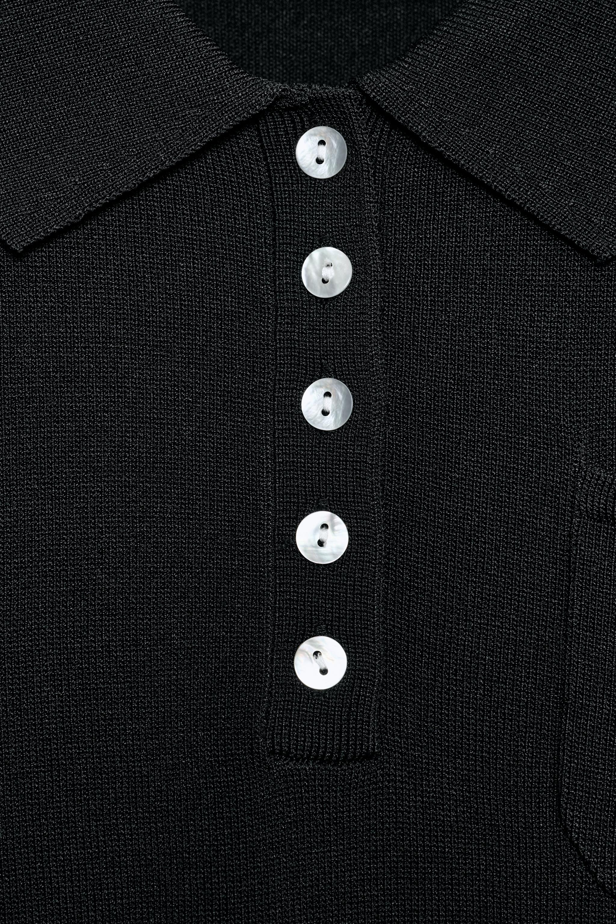 Женские рубашки Zara SHORT SLEEVE KNIT POLO SHIRT — фото 9