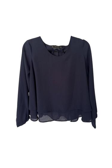 TWO LAYER HEM ZARA BASIC NAVY TOP