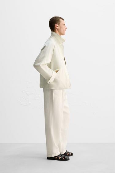 BLOUSON COTON - LIN ÉDITION LIMITÉE - Blanc cassé de Zara - Image 3